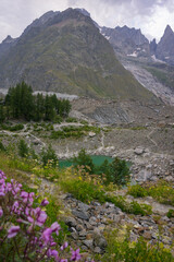 Fototapeta premium Hiking around Mont Blanc, Alpine landscape