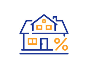 Mortgage line icon. Credit tax rate sign. Real estate percent symbol. Colorful thin line outline concept. Linear style mortgage icon. Editable stroke. Vector