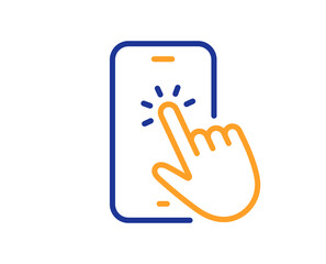 Phone touch line icon. Smartphone app sign. Cellphone mobile device symbol. Colorful thin line outline concept. Linear style phone touch icon. Editable stroke. Vector