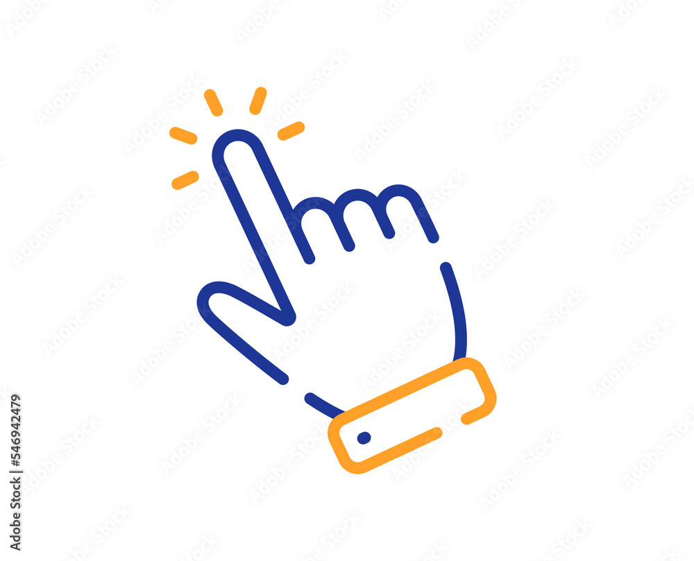 Poster hand cursor line icon. click action sign. finger pointer symbol. colorful thin line outline concept.