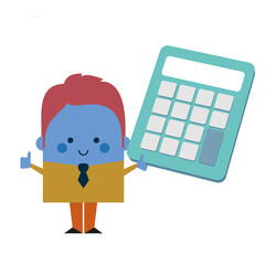 Illustration of an accounting businessman holding a calculator - business and working design