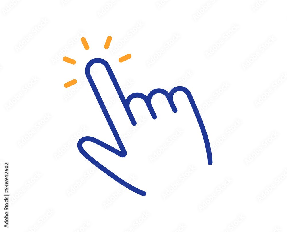 Poster hand cursor line icon. click action sign. finger pointer symbol. colorful thin line outline concept.