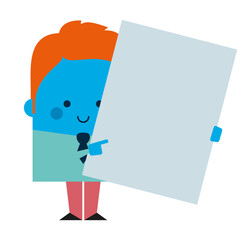 Illustration of a businessman holding a paper sheet - business and working design