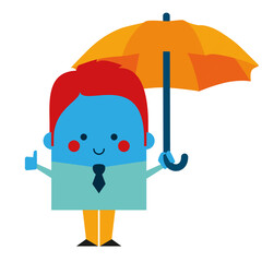 Illustration of a businessman holding an umbrella - business and working design