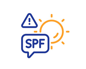 Spf protection line icon. Sun protect sign. Sunscreen effect symbol. Colorful thin line outline concept. Linear style spf protection icon. Editable stroke. Vector