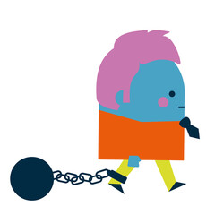 Illustration of a captive businessman dragging a cannonball - business and working design