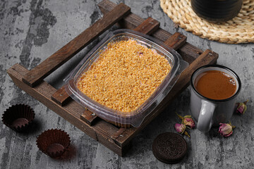 Assorted sweets with a beautiful geometric appearance, with a sophisticated background