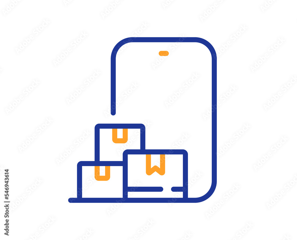 Poster online storage line icon. internet delivery sign. mobile device service symbol. colorful thin line o