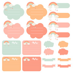 Cute paper notes. Stationary set. Scrapbook notes and cards.Printable planner stickers. To Do List note. Template for your message. Decorative planning element. Vector illustration.