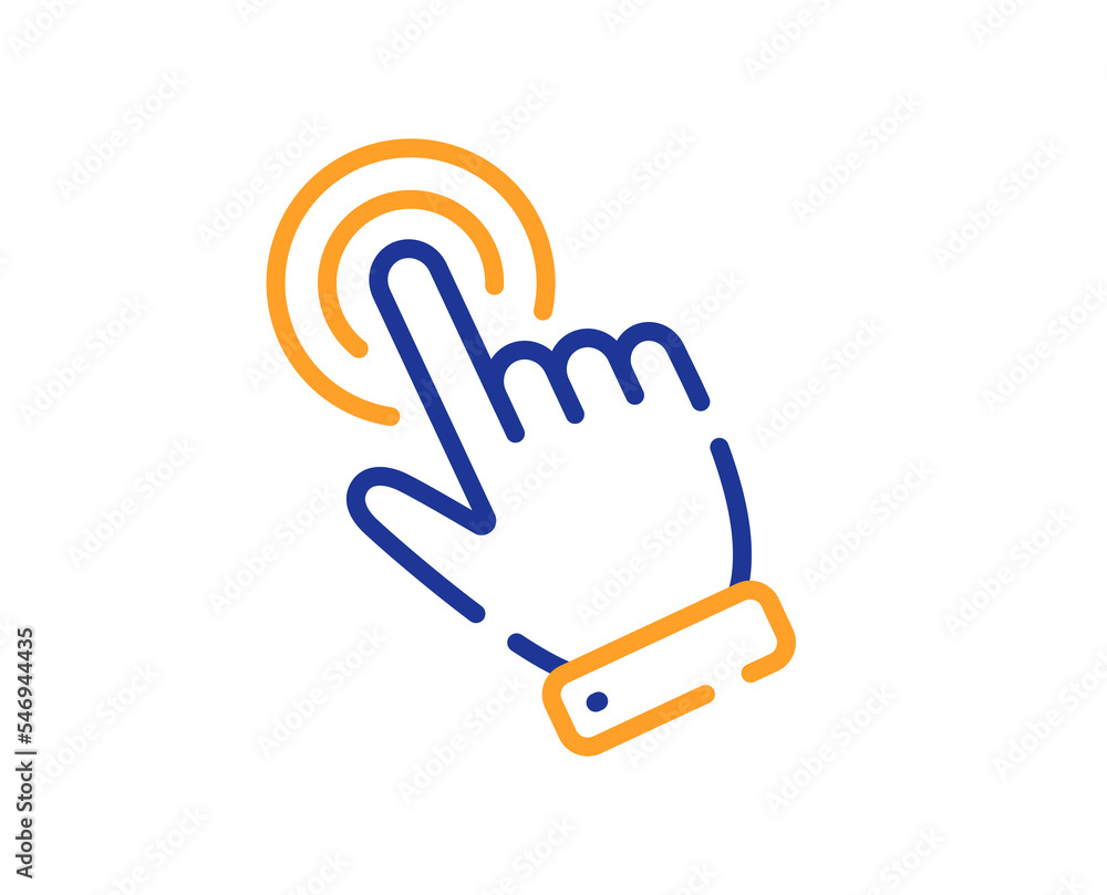 Poster hand cursor line icon. click action sign. finger pointer symbol. colorful thin line outline concept.