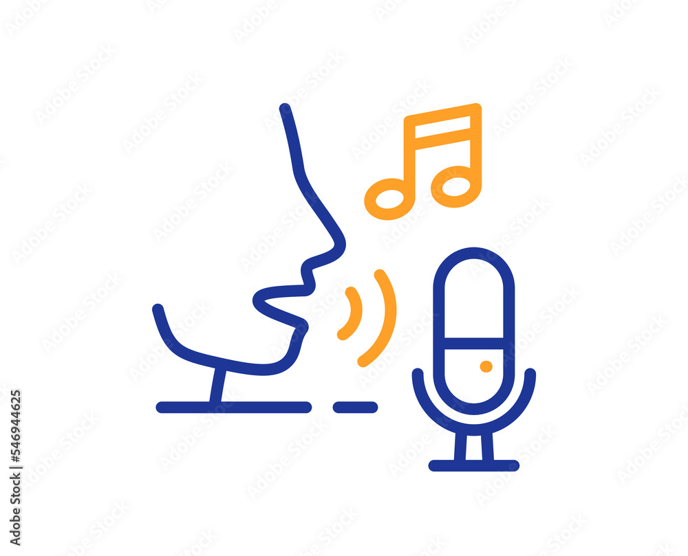 Poster microphone line icon. studio mic sign. voice record device symbol. colorful thin line outline concep