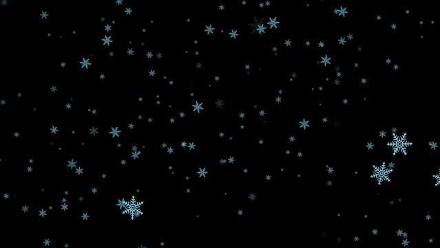 Animation of falling snowflakes on the transparent background (just drag composition) Falling snow animation in cartoon style with alfa- channel.