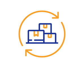Delivery change line icon. Package location sign. Tracking parcel symbol. Colorful thin line outline concept. Linear style delivery change icon. Editable stroke. Vector