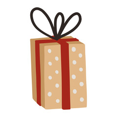 Gift box or present. Hand drawn Christmas winter illustration