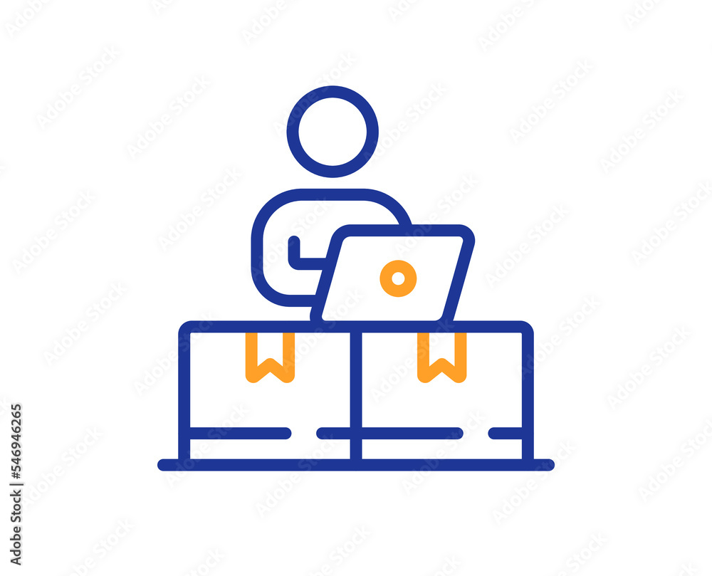 Poster online storage line icon. internet delivery sign. mobile device service symbol. colorful thin line o