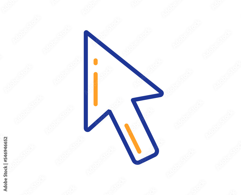 Poster mouse cursor line icon. click action sign. arrow pointer symbol. colorful thin line outline concept.