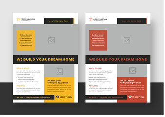 Creative Construction Flyer Template, Modern Construction Flyer, Print Ready, Home Repair Flyer