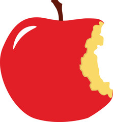 Eat a Red Apple Day. Red bitten apple with stalk