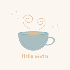 Cup, hello winter. Vector illustration