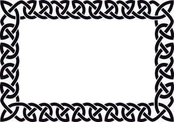 Simple Celtic knot frame, black. Linear border made with Celtic knots for use in designs for St. Patrick's Day.