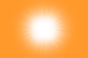 Solar rays.Warm sun on a yellow background. Leto.bliki. 