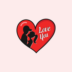 Valentine day heart with boy and girl vector