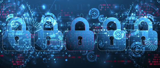 Data security Illustrates cyber data or information privacy idea. Color abstract  internet technology.