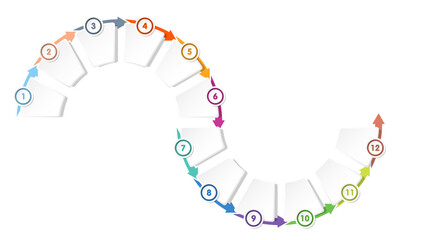 Basic circle infographic with 12 steps, process or options.