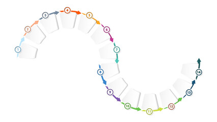 Basic circle infographic with 14 steps, process or options.