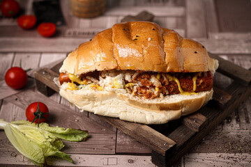 Delicious chicken sandwich with a suitable and attractive floor