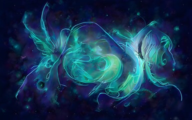 Obraz premium Spectacular watercolor painting of contemporary abstract. Digital art illustration