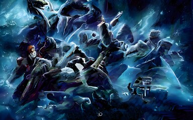 Spectacular watercolor painting of contemporary abstract. Digital art illustration