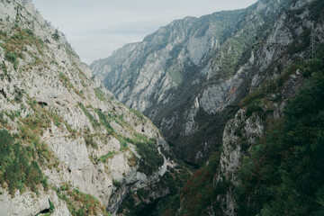 Fototapeta na wymiar Piva lake canyon and mountains in Montenegro