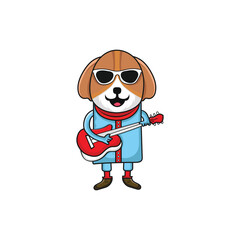 Dog with guitar vector art illustration graphic