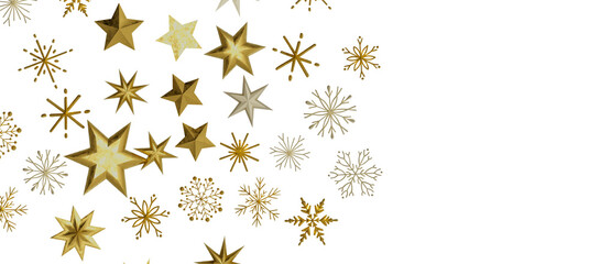 A gray whirlwind of golden snowflakes and stars. New