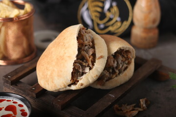 Delicious shawarma with a distinctive designable floor and text space