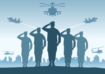 Fototapeta na wymiar Silhouette design of soldier standing and do salute,vector illustration