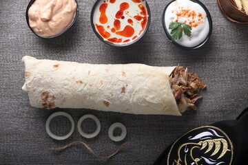 Delicious shawarma with a distinctive designable floor and text space
