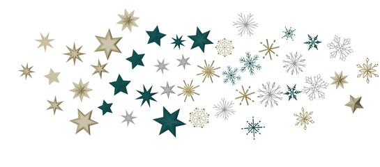Snowflakes and bokeh lights on the blue Merry Christmas background. 3D render