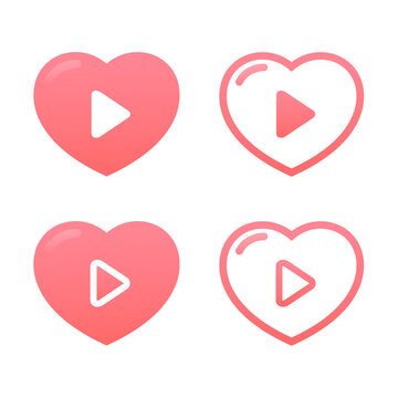 Heart video play icon. Vector illustration