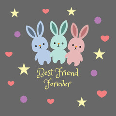 Obraz na płótnie Canvas Cute bunny rabbit friend forever