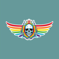 winged skull illustration vector design