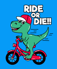 dinosaur riding bike