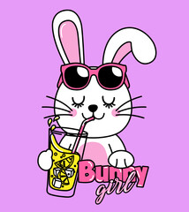 rabbit drinking lemonade