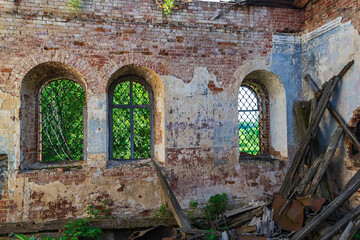 interior of an old abandoned temple