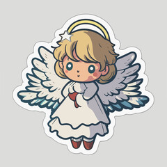 Christmas angel cartoon sticker, xmas wings angel stickers cute. Winter holidays