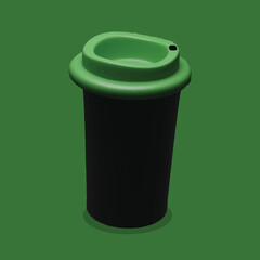 Coffee Cup on a green background illustration. 