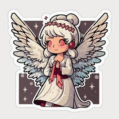 Christmas angel sticker, xmas wings angel character stickers. Winter collection
