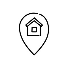 Address point doodle icon. Hand drawn black sketch. Vector Illustration.