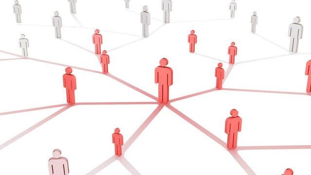 people network 3d , nodes connection. Can be used to represent a pandemic disease spread, pyramid scheme or a social media network growing structure